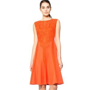Tadashi Shoji Saffron Embroidered Neoprene Dress.  SZ 4